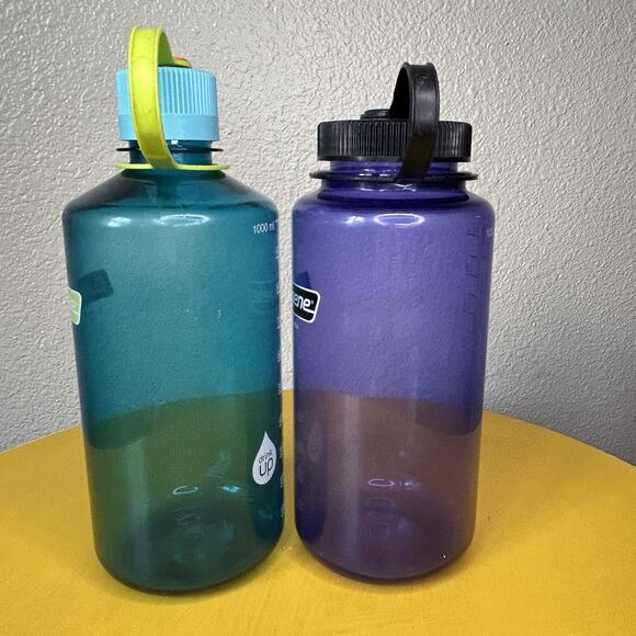 2 Pack Nalgene Wide Mouth 32 oz. Water Water Narrow Mouth Purple Blue - Picture 5 of 11